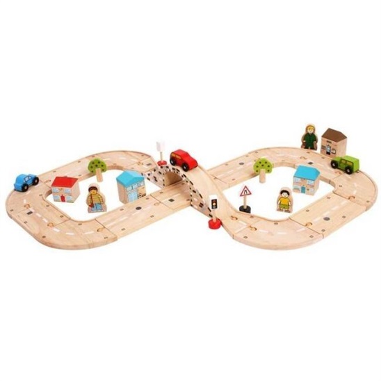 Bigjigs Rail Dřevěná autodráha osmička 0691621090312