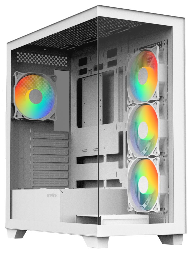 BitFenix skříň CETO / ATX / 4x 120mm FRGB fan / 2x USB 3.0 / USB-C / tvrzené sklo / bílá BFC-CET-500-WWGSW-4F