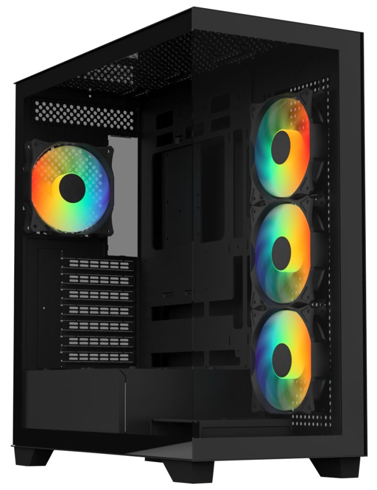 BitFenix skříň CETO / ATX / 4x 120mm FRGB fan / 2x USB 3.0 / USB-C / tvrzené sklo / černá BFC-CET-500-KKGSK-4F