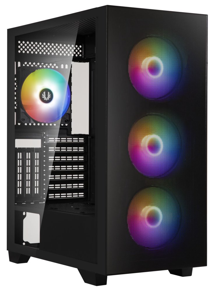 BitFenix skříň Flow FRGB/ ATX / 4x 120mm FRGB fan / 2x USB 3.0 / tvrzené sklo / černá BFC-FLO-300-KKGSK-4F