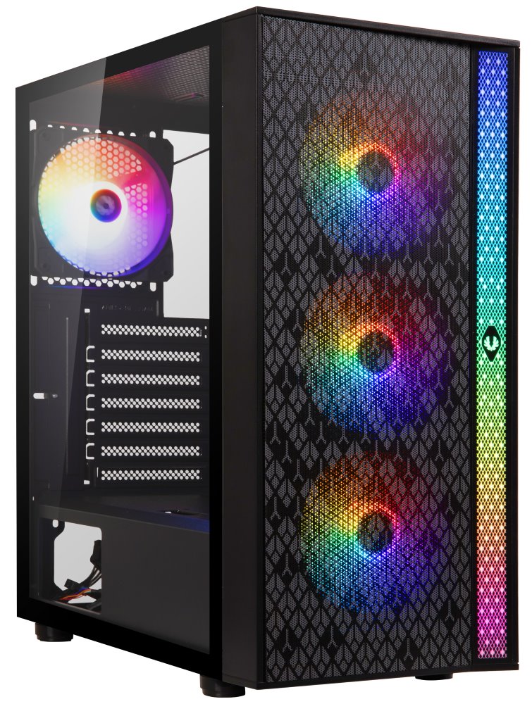 BitFenix skříň Light / ATX / 4x120mm ARGB fan / 2xUSB 3.0 / USB 2.0 / tvrzené sklo / černá BFC-LIG-300-KKGXP-2F