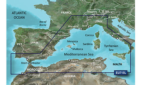 BlueChart G2 Vision - VEU715L- /Stredozemné - západ/ LARGE 753759070427