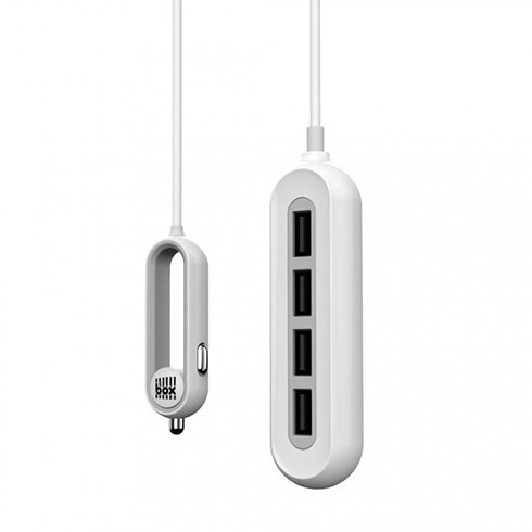 BOX Products nabíjačka do auta Car Smart 4x USB, 9.6A - White BX-BCC4USBWT