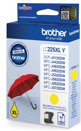 Brother originál ink LC-225XLY, yellow, 1200str., 1ks, Brother MFC-J4420DW, MFC-J4620DW LC225XLY