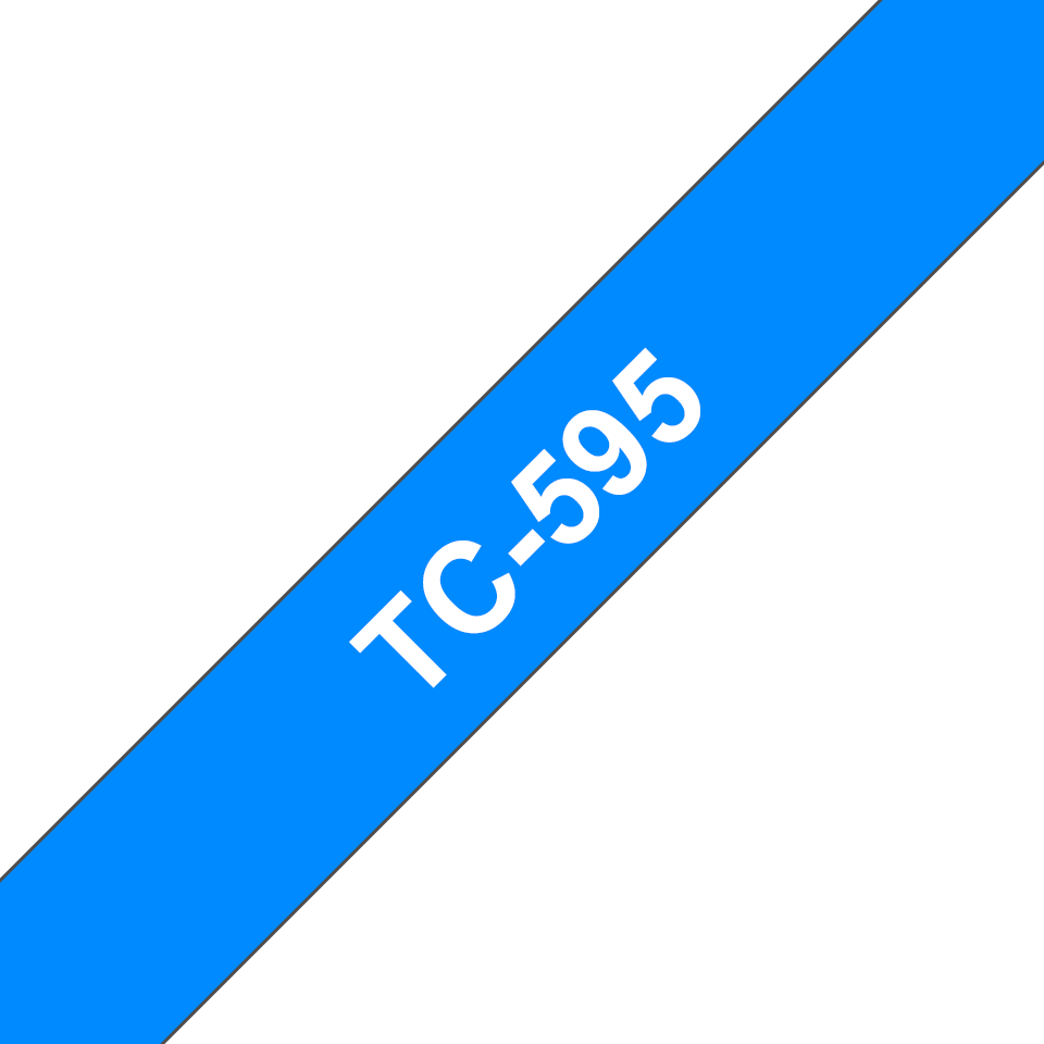 Brother TC-595 - bílý tisk na modrém podkladu, šířka 9mm TC595