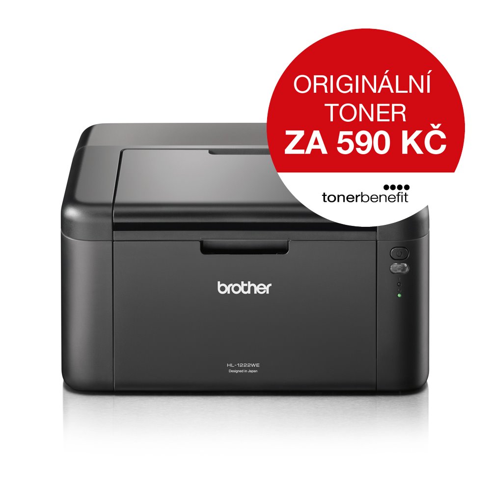 BROTHER tiskárna laserová mono HL-1222WE - A4, 20ppm, 2400x600, 32MB, GDI, USB 2.0, WIFI, 150l, startovací t HL1222WEYJ1