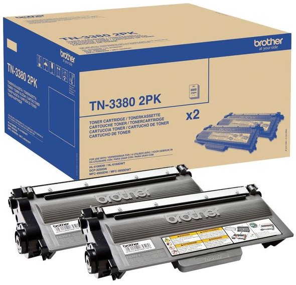 Brother TN-3380 2PK - 2-balení - černá - originál - kazeta s barvivem - pro Brother DCP-8110, 8150, TN3380TWIN