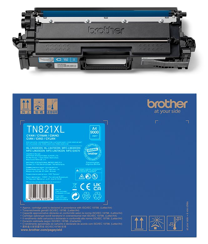 BROTHER toner TN-821XLC, cyan, 9000str., HL-L9430CDN, HL-L9470CDN, MFC-L9670CDN, O TN821XLC
