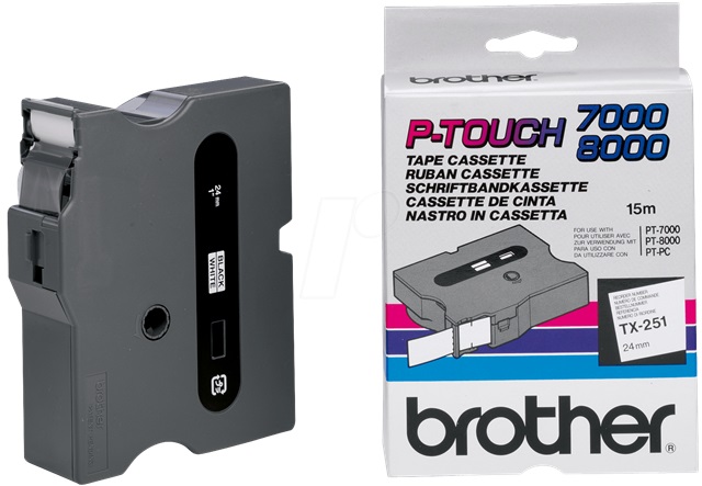 Brother TX-251 - černý tisk na bílé, šířka 24 mm TX251
