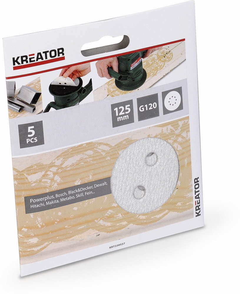 Brúsny papier Kreator KRT230557 125mm na farbu G120, 5ks