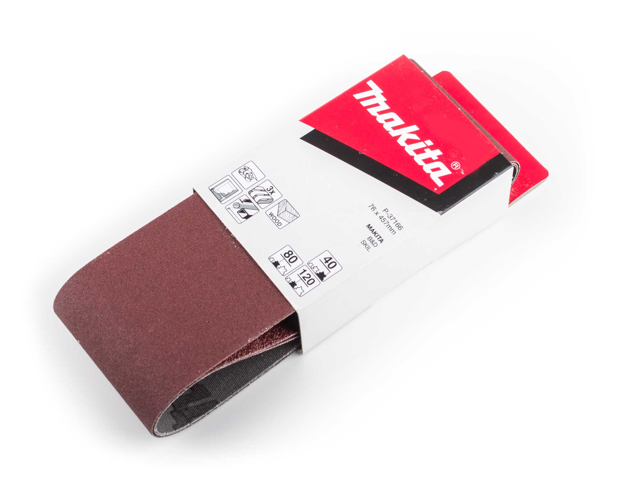 Brúsny pás Makita P-37166 76 x 457 K40/80/120, 3ks