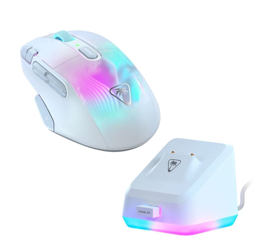 Bundle Turtle Beach herní bezdrátová myš KONE XP Air + RGB nabíjecí stanice Rapid, bílá 0731855711017