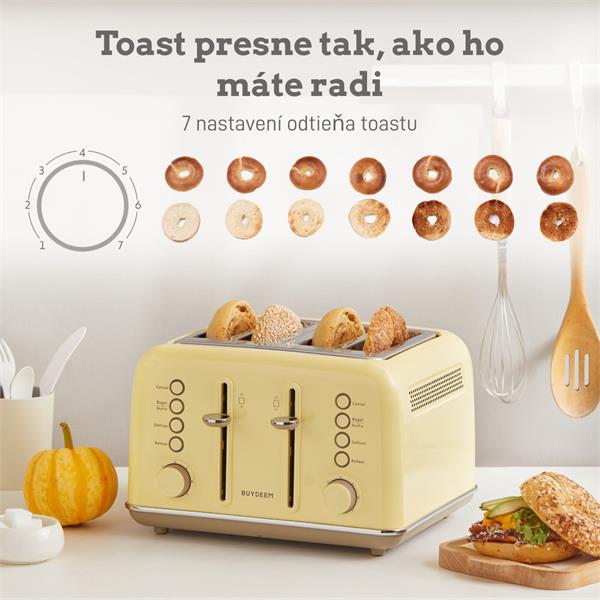 BUYDEEM Hriankovač na 4 plátky, model DT640E, farba jemná žltá, EU DT640E-MY/EU
