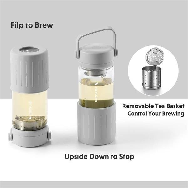 BUYDEEM Sklenená čajová fľaša 300 ml, model DG42, farba ovsená biela DG42-OW