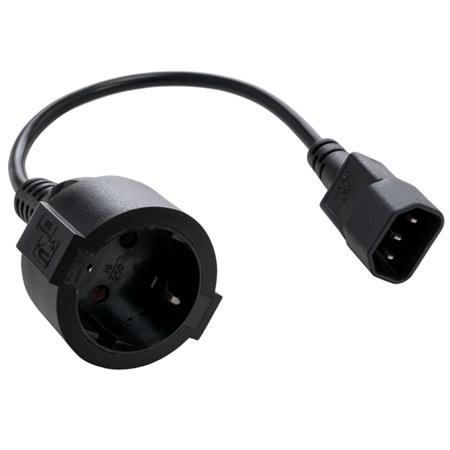 C-TECH Kabel síťový adaptér C14 (M) -> schuko (F), 15 cm CB-PWRC14MF