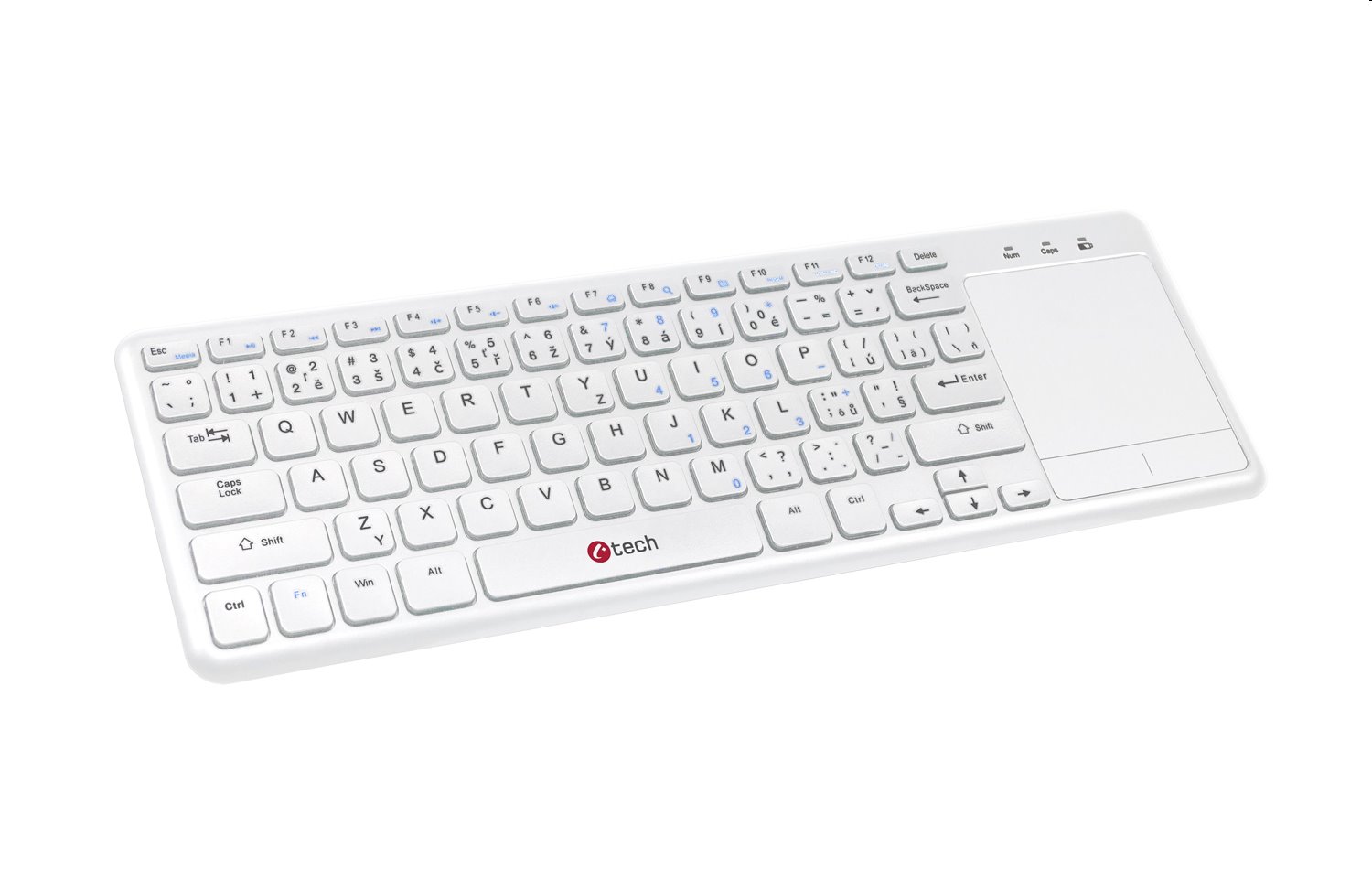 C-TECH klávesnice WLTK-01, bezdrátová klávesnice s touchpadem, bílá, USB,CZ/SK WLTK-01W