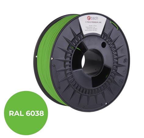 C-TECH tisková struna PREMIUM LINE ( filament ) , ABS, luminiscenční zelená, 1,75mm, 1kg 3DF-P-ABS1.75-6038