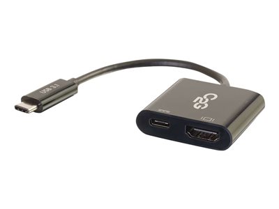 C2G USB C to HDMI Audio/Video Adapter w/ Power Delivery - USB Type C to HDMI Black - Externí video 80492