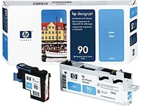 C5055A HP No. 90 Cyan Printhead and Printhead Cleaner