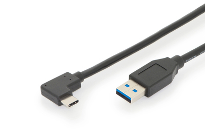 Cable USB 3.1 Gen.2 SuperSpeed+ 10Gbps Type USB C 90°/A M/M, PD, black, 1m AK-300147-010-S