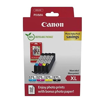 Canon originál ink CLI-571XL BK/C/M/Y PHOTO VALUE, 0332C006, CMYK