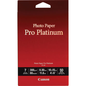 Canon Photo Paper Pro Platinum PT-101, foto papier, lesklý, biely, 10x15cm, 4x6", 300 g/m2, 50 2768B014