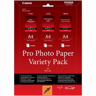 Canon Photo Paper Pro Variety Pack PVP-201, foto papier, 5x matný PM-101, 5x lesklý PT-101, 5x LU-1 6211B021
