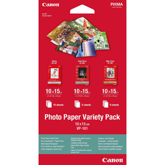 Canon Photo Paper Variety Pack VP-101, foto papier, 5x PP201, 5x SG201, 10x GP501 typ lesklý, biely 0775B078