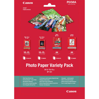 Canon Photo Paper Variety Pack VP-101, foto papier, 5x PP201, 5x SG201 (10x15cm), 5x MP101, 5x GP50 0775B079