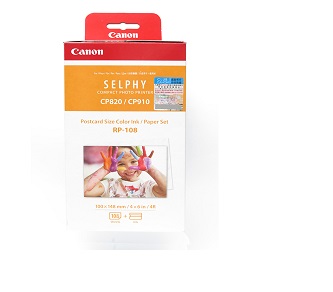 Canon RP-108 papier + ink, foto papier, lesklý, termo, biely, SELPHY CP820, CP910, CP1000, CP1200, 8568B001