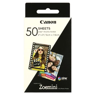 Canon ZINK Photo Paper, foto papier, lesklý, Zero Ink, biely, 5x7,6cm, 2x3", 50 ks, 3215C002,