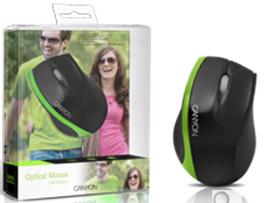 Canyon 01G, optická myš, USB, čierno-zelená, 800 dpi
