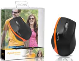 Canyon 01O, optická myš, USB, čierno-oranžová, 800 dpi