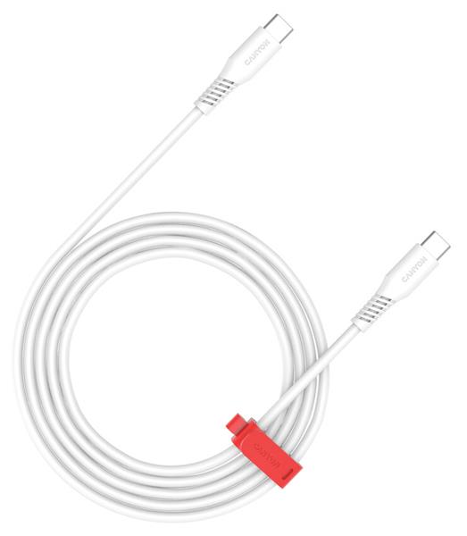 Canyon CC100SC20, 2 m kábel, USB-C / USB-C, PD 100 W, 20 GB/s, biely CNS-CC100SC20W