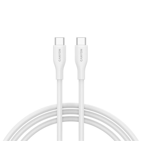 Canyon CC60SC10, 1 m kábel, USB-C / USB-C, PD 60 W, 480 Mbps, biely CNS-CC60SC10W