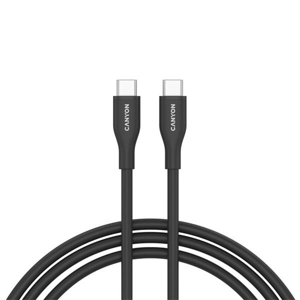 Canyon CC60SC10, 1 m kábel, USB-C / USB-C, PD 60 W, 480 Mbps, čierny CNS-CC60SC10B