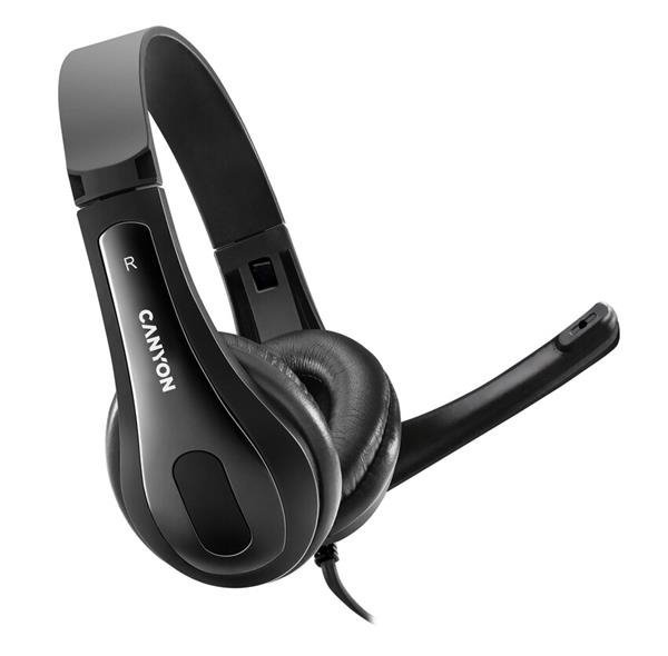 Canyon CHSU-1, PC Headset, USB, slúchadla s mikrofónom, ovládanie na kábli, čierne CNS-CHSU1B