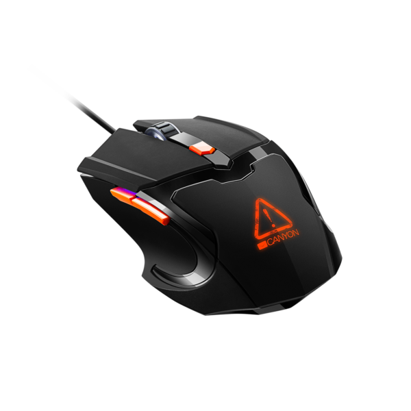 Canyon CND-SGM02RGB Vigil hráčska myš, drôtová, optická, 800 - 3.200 dpi, 6 program. tlač, LED podsv., čierna
