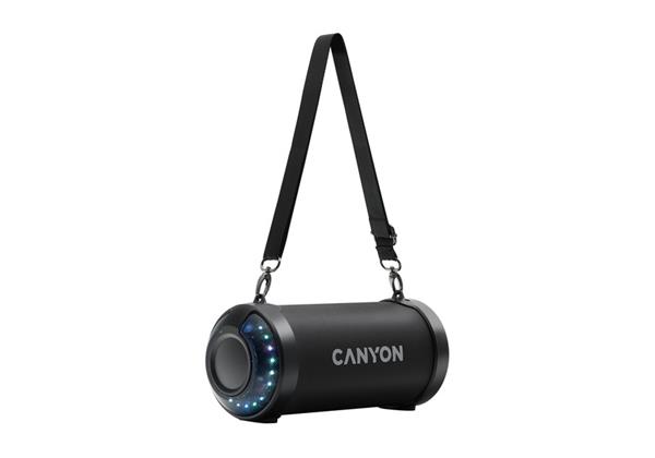 Canyon CNE-CBTSP7 Bluetooth 5.0 outdoor párty reproduktor, 3.5mm mini jack, micro USB, AUX, FM, čierny