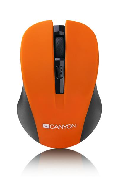 Canyon CNE-CMSW1O, Wireless optická myš USB, 800/1000/1200 dpi, oranžovo-čierna