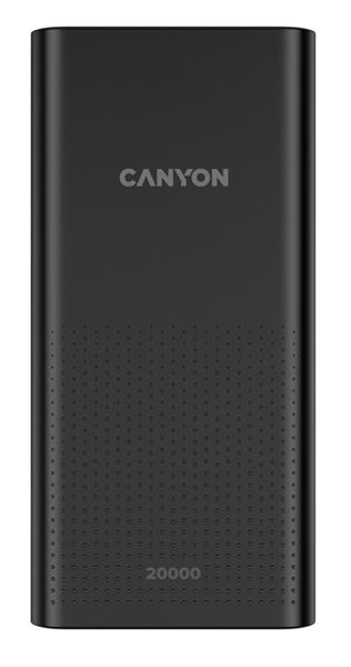 Canyon CNE-CPB2001B Powerbank, polymérová, 20.000 mAh, 2 x vstup (Micro-USB + USB-C), 2 x výstup USB-A, 6 úrovní ochra