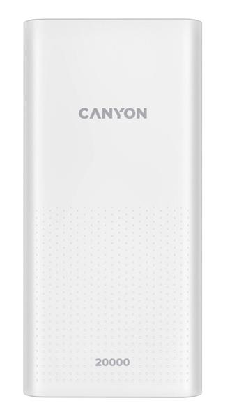 Canyon CNE-CPB2001W Powerbank, polymérová, 20.000 mAh, 2 x vstup (Micro-USB + USB-C), 2 x výstup USB-A, 6 úrovní ochra