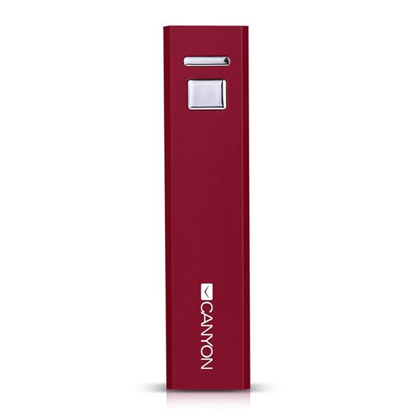 Canyon CNE-CSPB26R pohotovostná externá batéria s nabíjačkou 2600mAh, single USB 5V/1A, pre smartfóny a tablety, červen