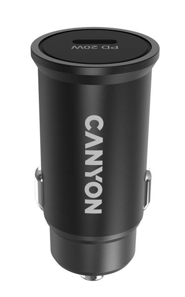 Canyon CNS-CCA20B, univerzálna autonabíjačka, 1xUSB-C, 20W PD, 4 úrovne ochrany, čierna