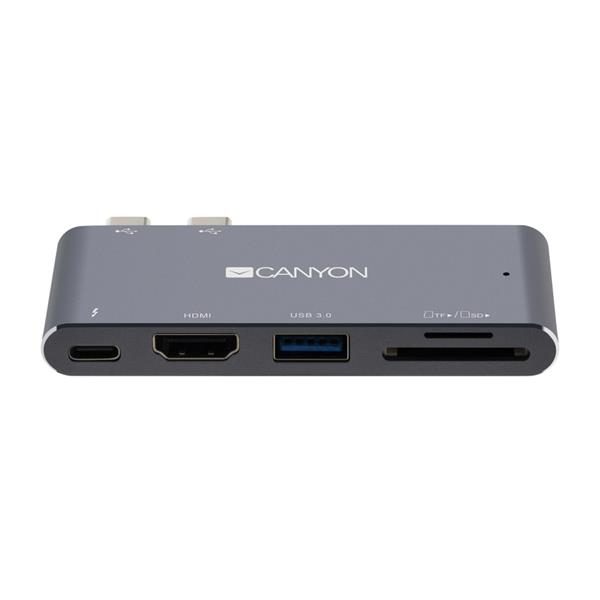 Canyon CNS-TDS05DG Thunderbolt 3 Docking Station, 5 portov, 1xThunderbolt 3+1xUSB3.0+1xHDM+SD a TF Reader