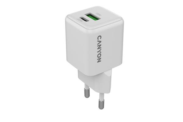 Canyon CU20AC vysokorýchlostná univerzálna nabíjačka do steny 1x USB-C 20W, 1x USB-A 18W CNS-CUW20AC