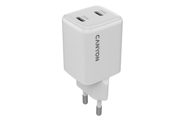 Canyon CU35CC vysokorýchlostná univerzálna nabíjačka do steny 2x USB-C 35W CNS-CUW35CC