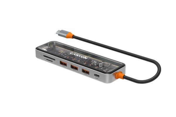 Canyon DS-13, Multiport Docking Station, 7 portov, 1xUSB-C 100W, 3xUSB 3.0, 1xHDMI 4K, čítačka kariet SD/micro CNS-TDS13