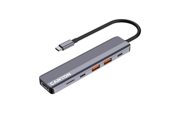 Canyon DS-17, Multiport Docking Station, 6 portov, 1xUSB-C 100W+2xUSB3.0+ 1xHDMI+čítačka kariet CNS-TDS17