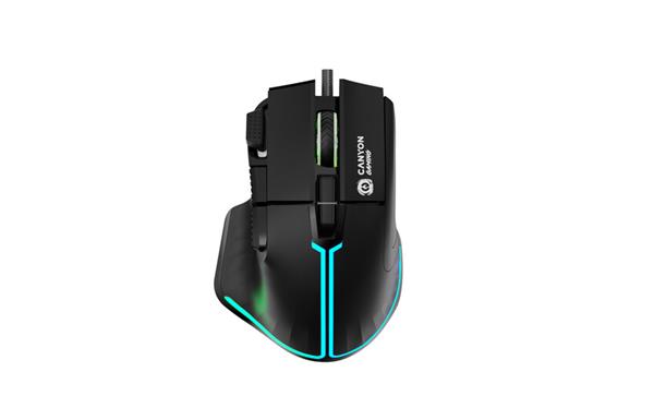 Canyon GM-636, Fortnax herná myš, drôtová, optická, 20.000dpi, odozva 1ms, 9 progr. tlač, 6 režimov RGB pod CND-SGM636B